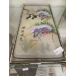 A set of four Chinese painted silk plaques in fitted box
