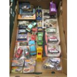 A tray of assorted die cast cars by Corgi, Matchbox etc.