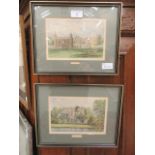 Two framed and glazed coloured prints of Charlecote hall and Guys Cliffe Warwick