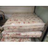 Two bagged as new pink floral printed quilted bed spreads measuring 240cm by 260cm