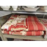 A red and cream quilted bed throw measuring 250cm x 265cm