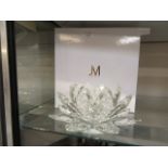 A boxed JM glass candle holder by Julian MacDonald