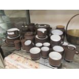 A large collection of Hornsea brown and white table ware comprising of cups saucers, tureens,