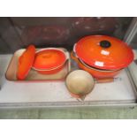 A selection of Le Creuset cookware comprising of tureens, saucepan etc.