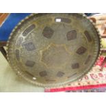 A substantial eastern brass embossed tray