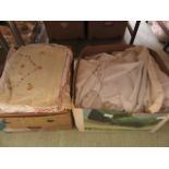 Two boxes containing linen and lace ware