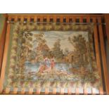 A wall hanging tapestry of water mill scene