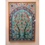 A Turkish framed tile display of the tree of life CONDITION REPORT: Dimensions are