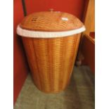 A bamboo laundry basket