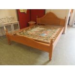 A modern oak framed double bed frame made in Yorkshire,