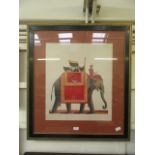 A framed and glazed print of an elephant