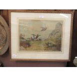 A framed and glazed watercolour of game birds