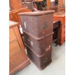 A wooden banded fibre travelling trunk