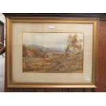 A framed and glazed watercolour of countryside scene signed bottom left dated 1900