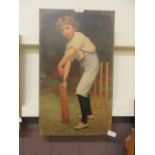 A modern print on board of young cricketer