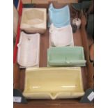A tray containing six mid-20th century ceramic soap holders