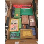 A tray containing a quantity of vintage party games, cards,