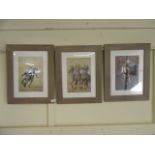 Three modern framed and glazed polo prints