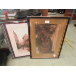 A selection of framed and glazed prints of street scenes,