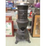 A black painted cast iron stove