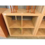 A sycamore effect modern four pigeon hole cabinet