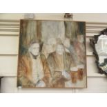 A large modern oil on canvas of elderly gentleman at bar