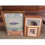 A selection of framed and glazed and other prints to include North American people, beach scene,