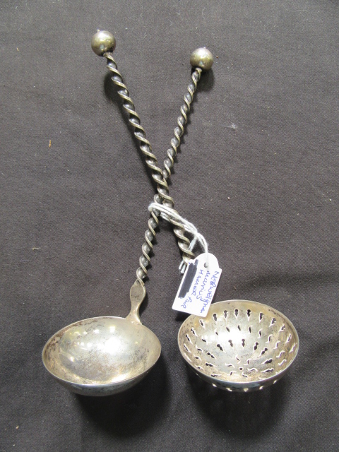 Two silver hallmarked ladle spoons possibly by Norwegian maker ;