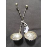 Two silver hallmarked ladle spoons possibly by Norwegian maker ;