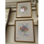 A set of four framed and glazed possible watercolours of still life signed bottom right Adams