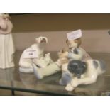 Two Lladro figurines, one of polar bears,