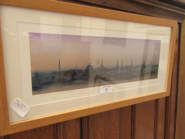 A framed and glazed limited edition print 'Oxford Over Port Meadow' number 2 of 50 signed in pencil