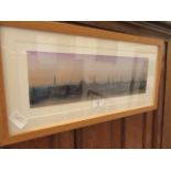 A framed and glazed limited edition print 'Oxford Over Port Meadow' number 2 of 50 signed in pencil