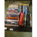 A tray of assorted DVDs