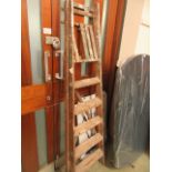 A set of wooden step ladders