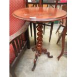 A late-Victorian mahogany pedestal table with circular top