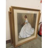 Three assorted modern gilt framed and glazed prints, one of lady,