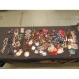 A tray containing a quantity of costume jewellery,