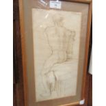 An early 20th century framed and glazed sketch of nude study signed M Gilmore dated 03.02.