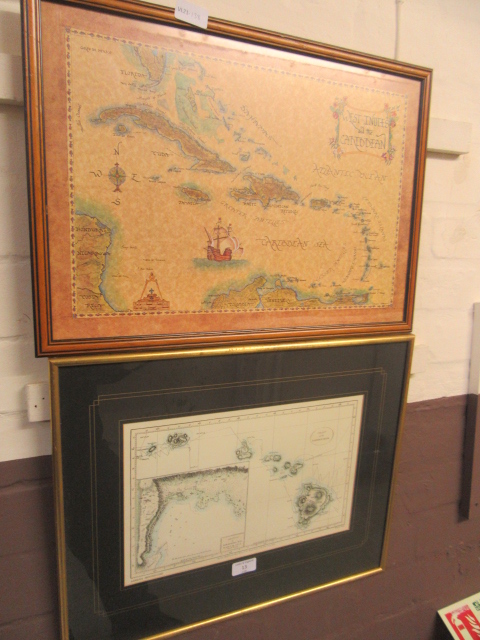 Two framed and glazed maps,