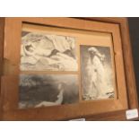 A framed collection of semi-nude prints of ladies