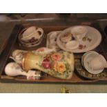 A tray containing decorative ceramic ware to include jugs, vases etc.