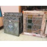 A large quantity of leaded stained glass panels