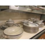 A part Copeland Spode dinner set to include plates, sauce boats, meat plates,