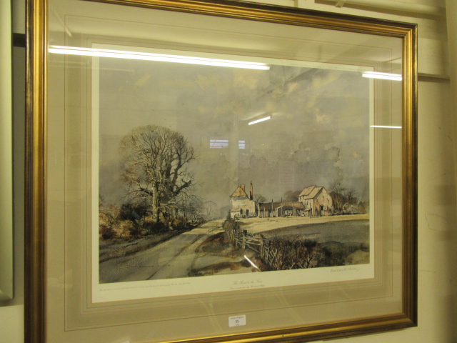 A framed and glazed print 'The Road to the Farm' signed bottom right Roland Hilder