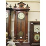 A mahogany drop dial Vienna wall clock without weight