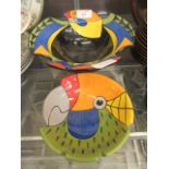 Two Kathrin McMiles Adelaide parrot bowls