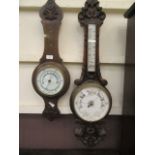 Two oak cased banjo barometers