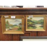 Two gilt framed oils on board of countryside scenes by Willis Pryce