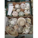 Two trays of Indian Tree ceramic tea ware